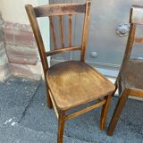 4 mismatched bistro chairs curved wood