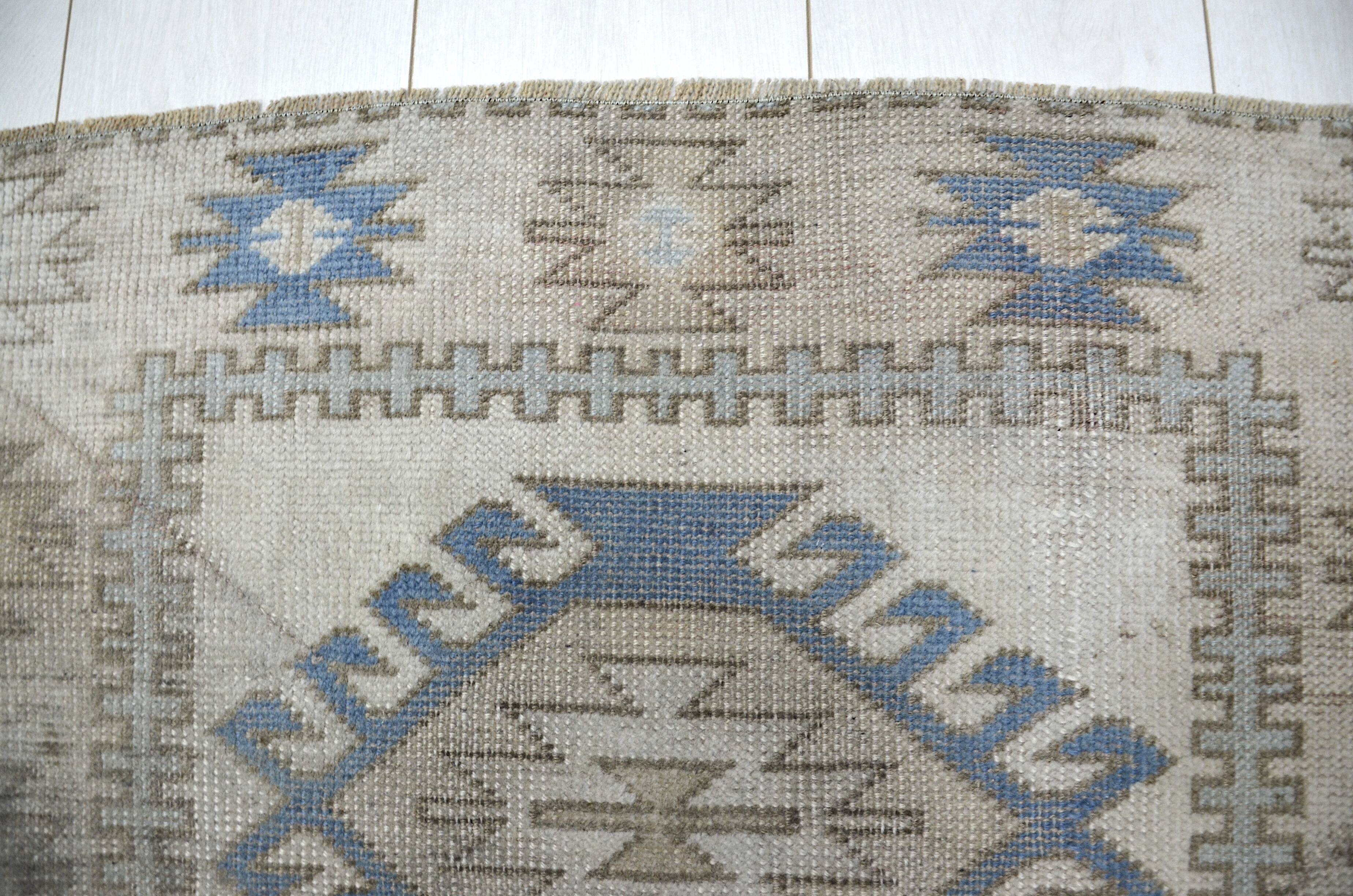 Tapis Oushak bleu et beige sku 1163