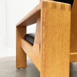 Mid-Century lounge chair model Bonanza with a high back in leather by Esko Pajamies for Asko, Finland, 1960s.