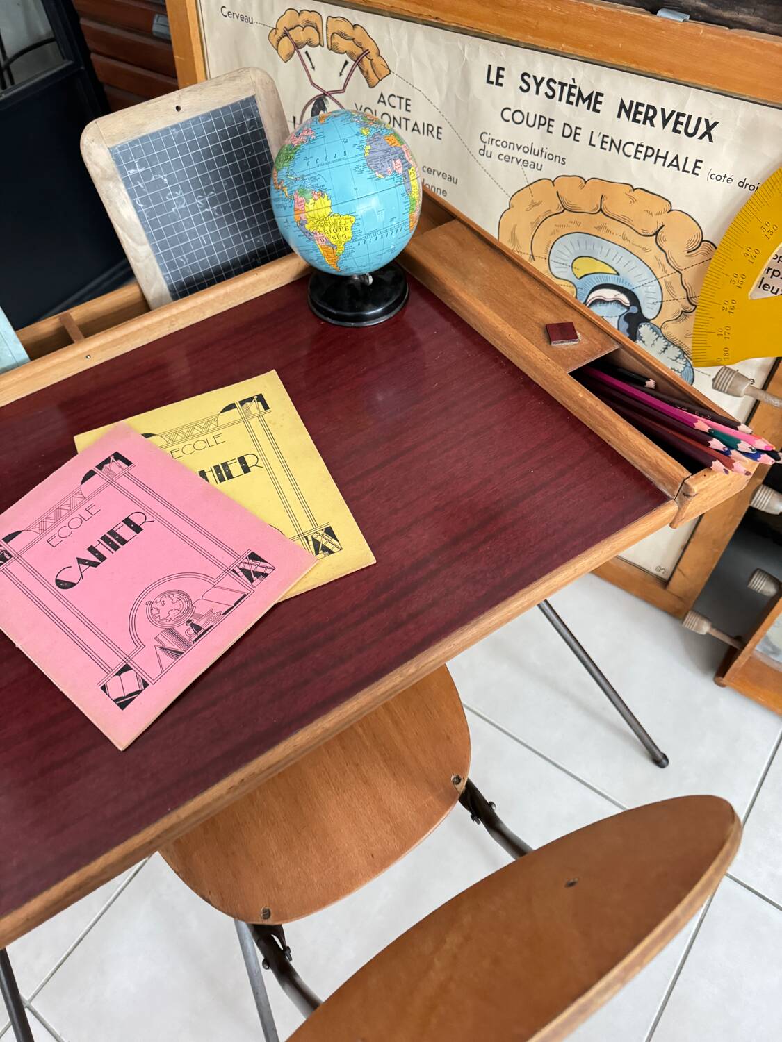 Vintage children's desk and chair set