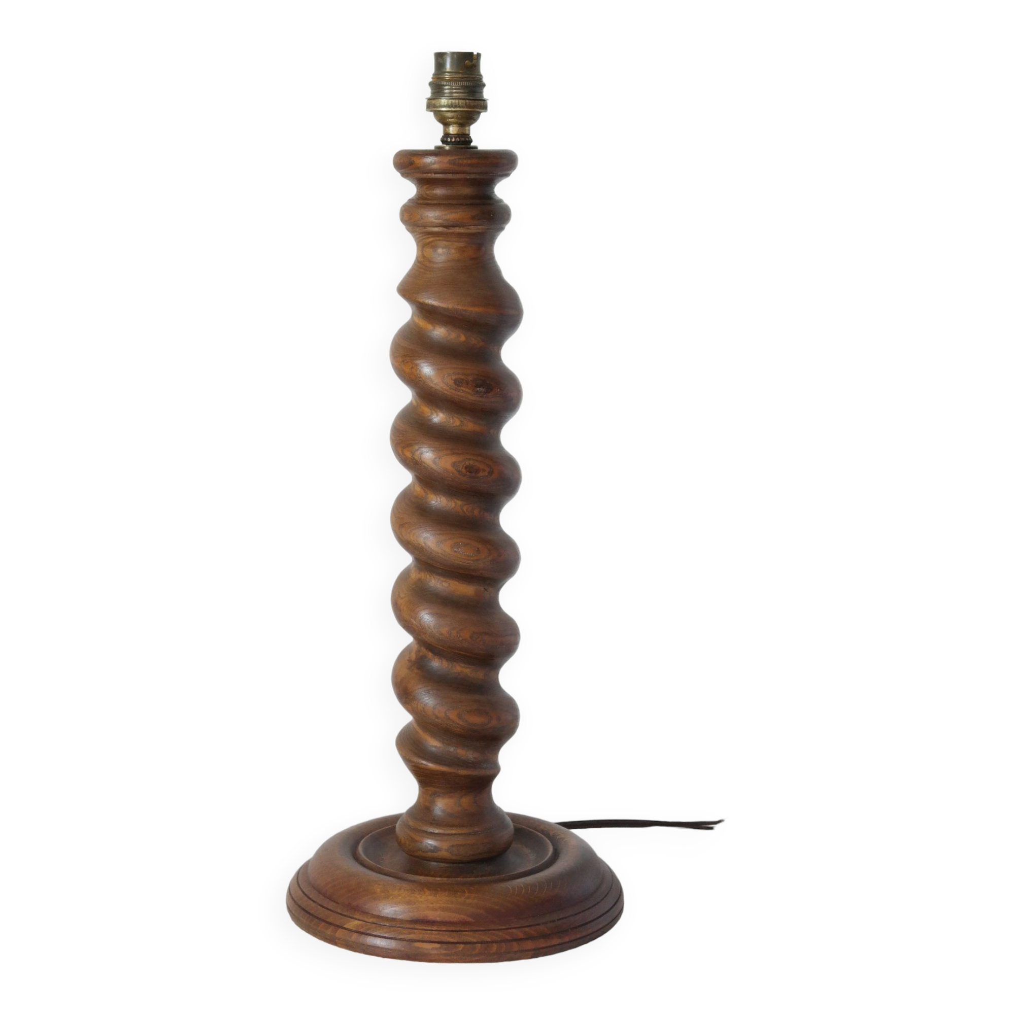 Vintage twisted turned wooden lamp base