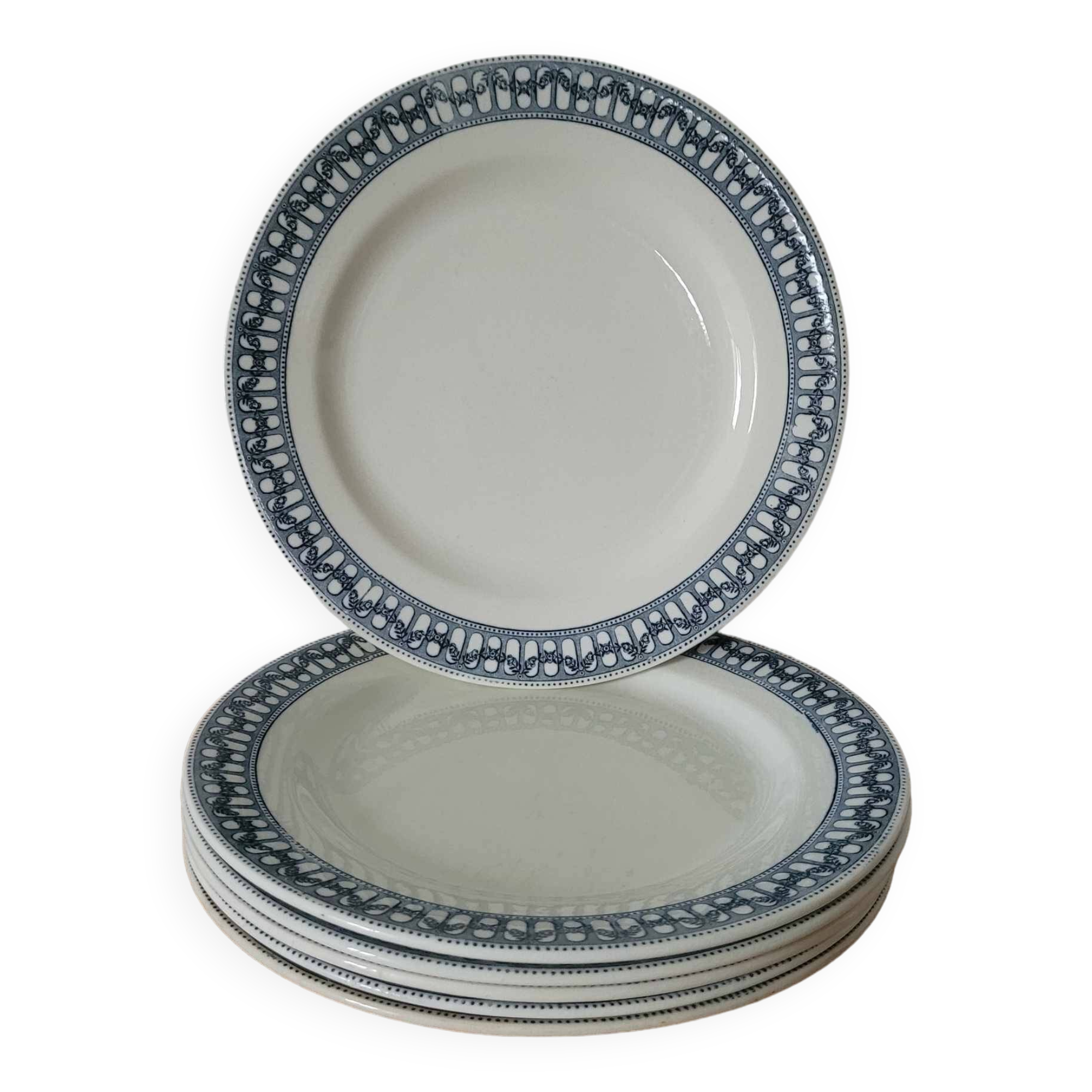 Set of 6 Terre de Fer plates from Sermaize