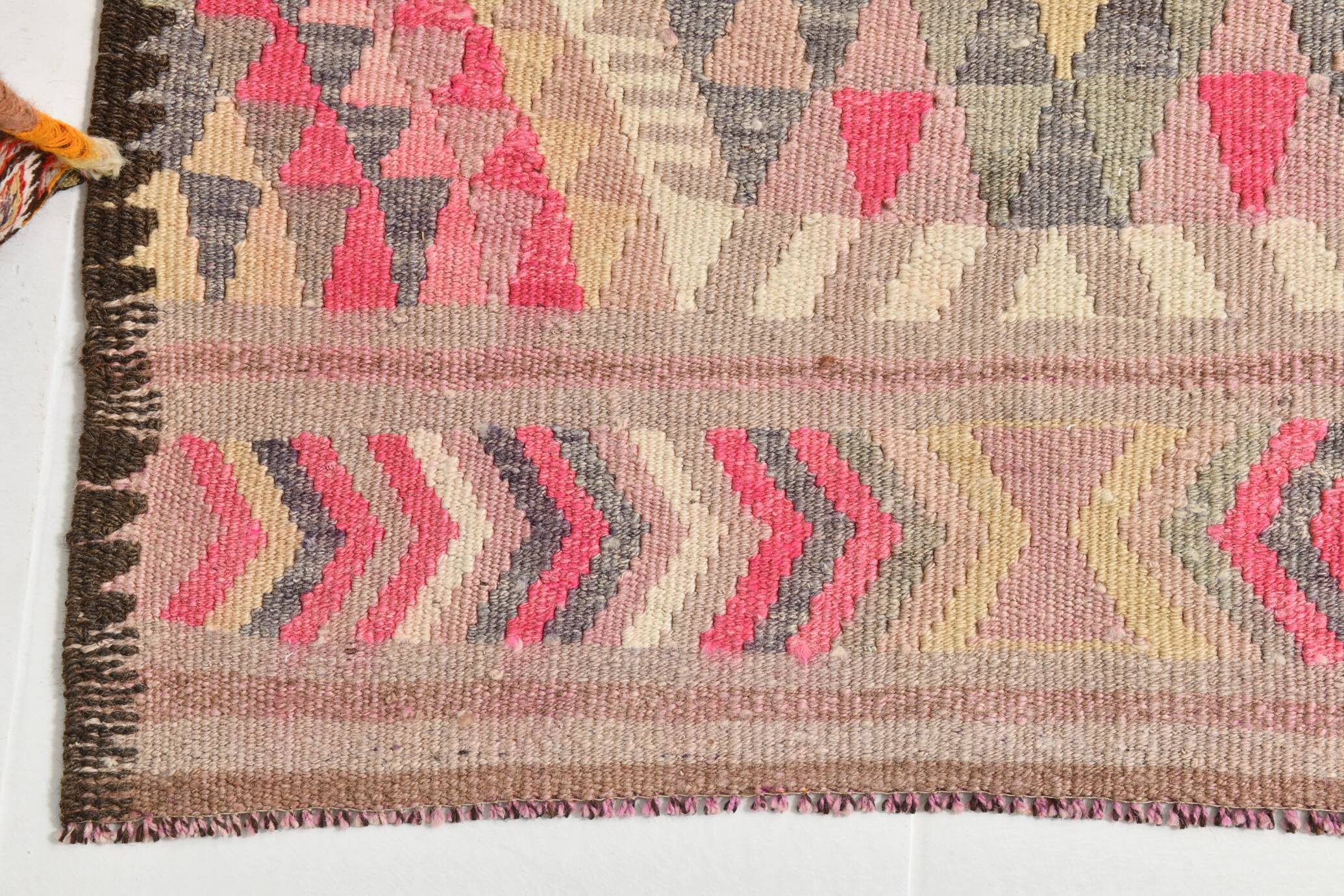 Pink & Navy Blue. Turkish Runner Rug, 90x350Cm