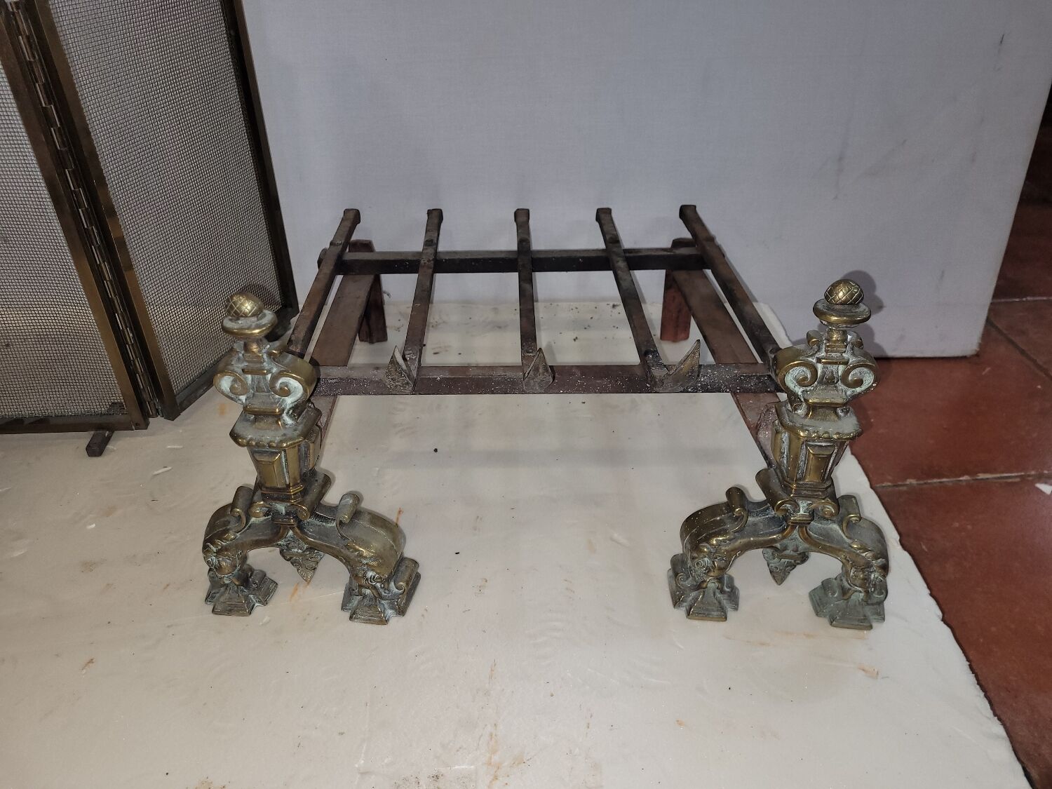 Bronze fireplace chenets