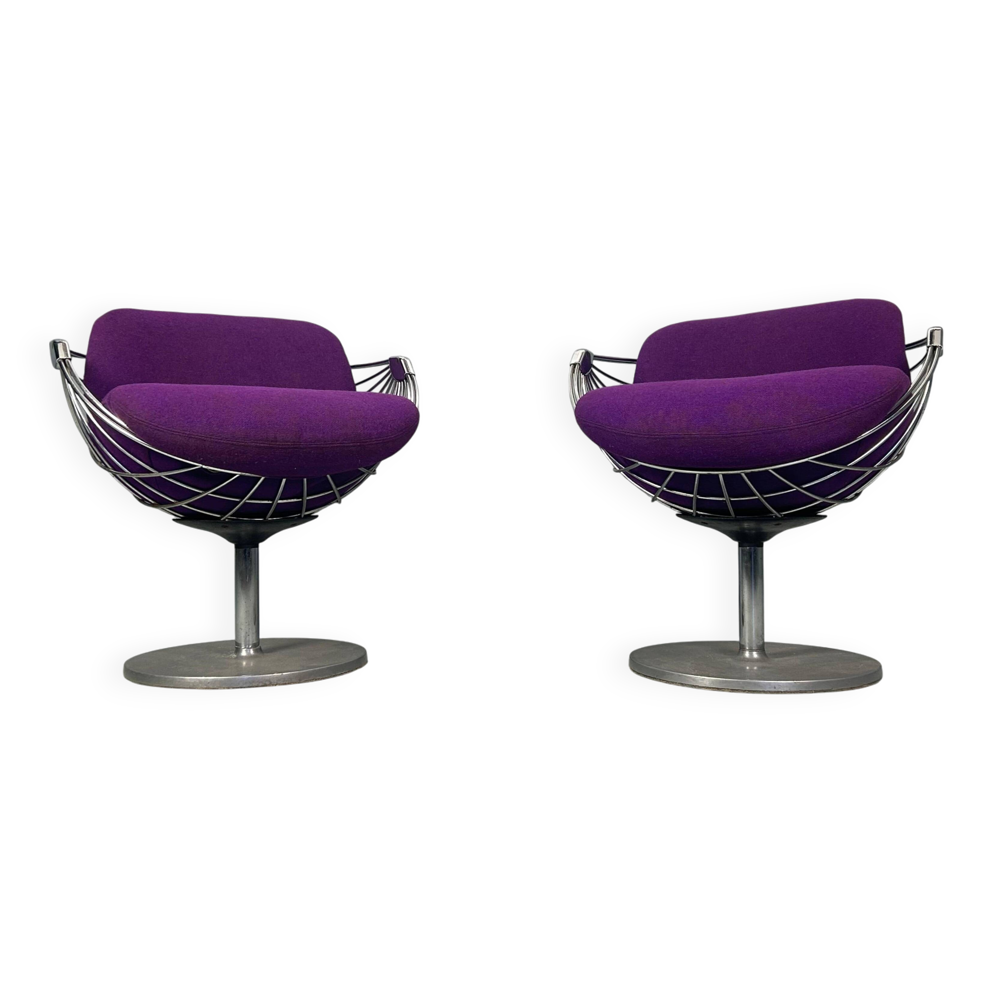 Rudi Verelst Set of 2 Original "Atomic" Ball Wire Lounge chairs, 1971