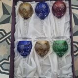 6 St Louis crystal colored glasses