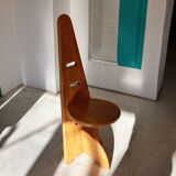 6 chaises brutalistes en bois, années 70