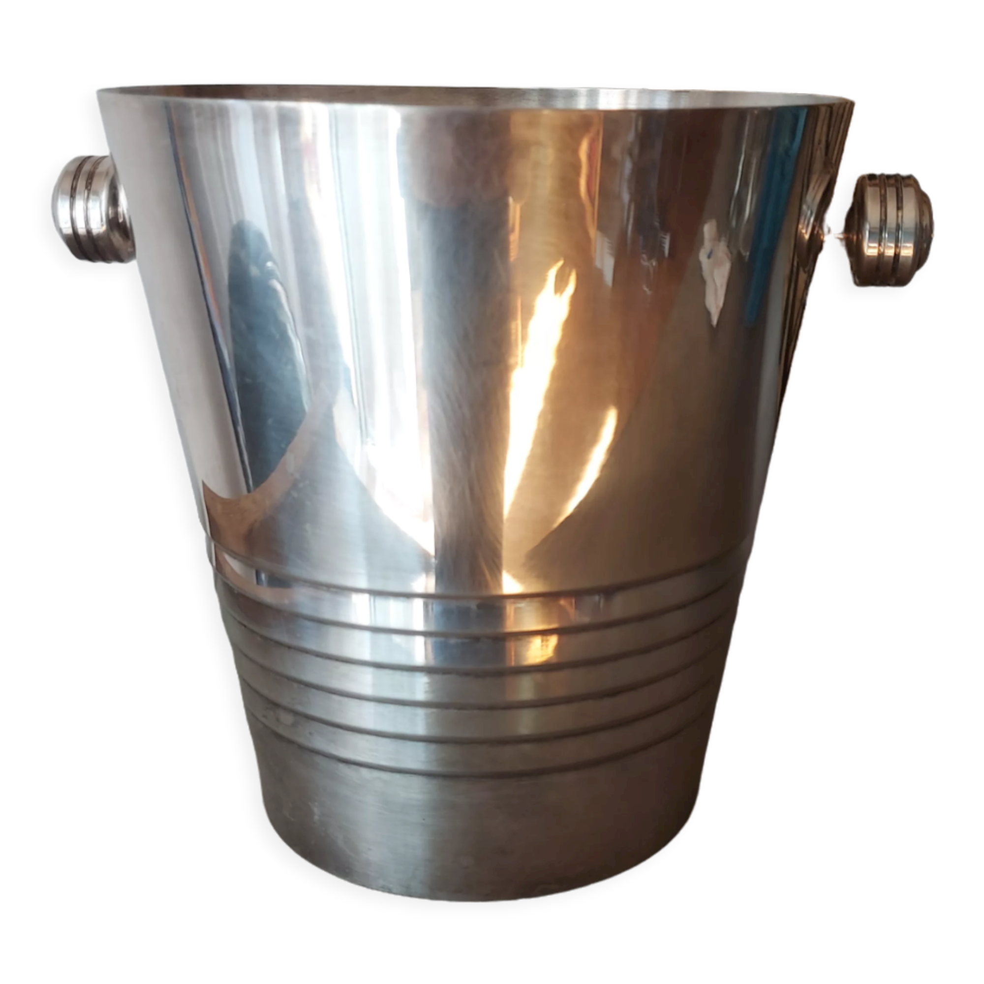 Ice bucket art deco champagne bucket in silver metal