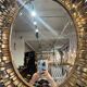 Brutalist brass mirror attributed to Curtis Jere from the 1970s.
