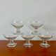 set of 5 crystal champagne glasses, worked and faceted feet, 1960