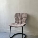 Cidue chair in black metal and short velvet, designed by Willy Rizzo in 1970.