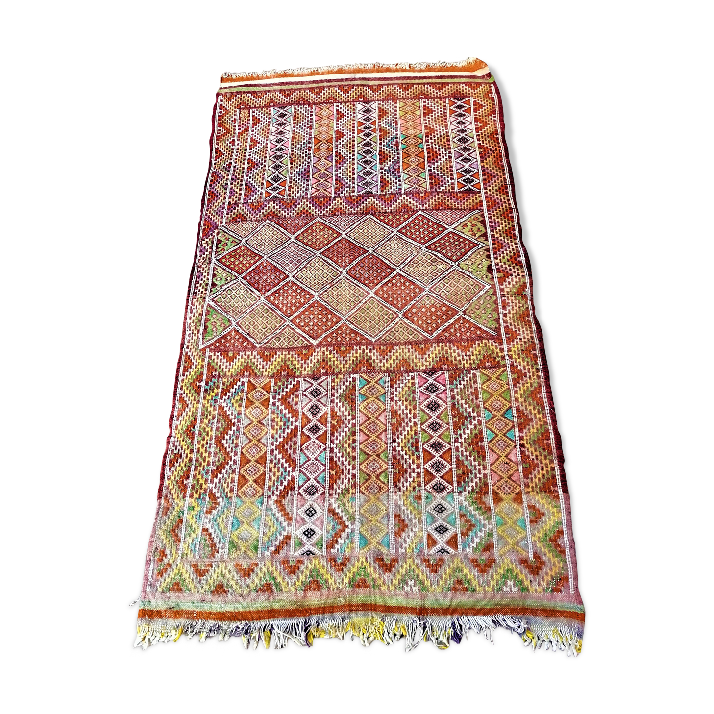 Old kilim handmade wool oriental rug - 150 x 81cm