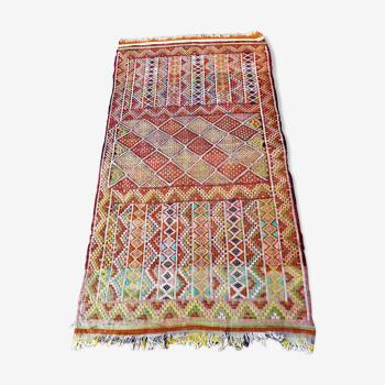 Old kilim handmade wool oriental rug - 150 x 81cm