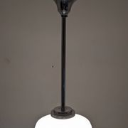 Art Deco glass suspension from Clichy, speckled white, France circa 1920.