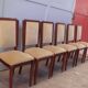Six Art Deco chairs. Oak and original crushed velvet.
