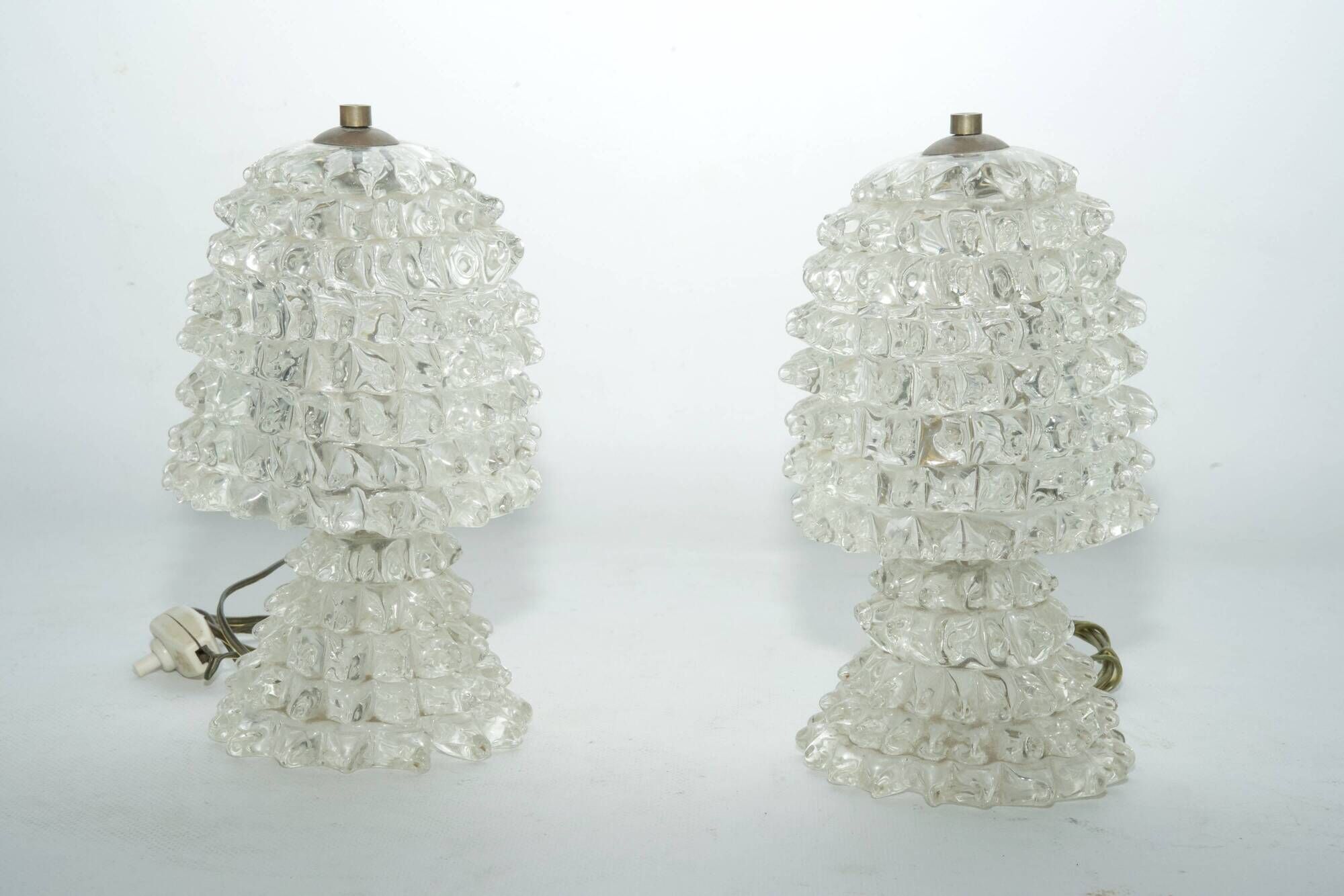 Rare Pair of Ercole Barovier Rostrato table lamps. Italy 1940s