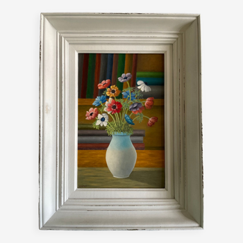 Old painting bouquet of anemones