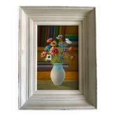 Tableau ancien bouquet d’anémones