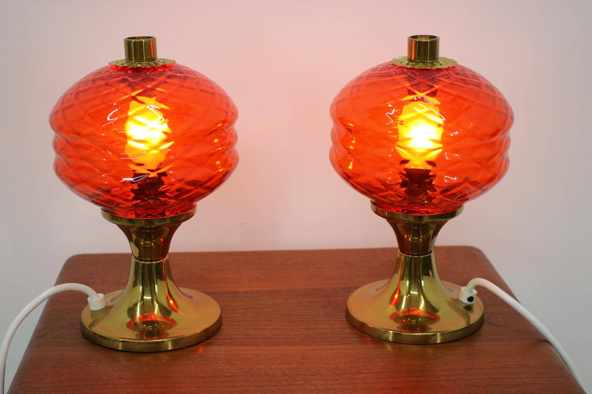Pair of Design Glass Table Lamps, 1960s