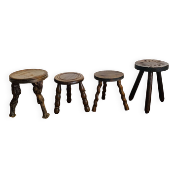Ensemble de 4 tabourets tripodes