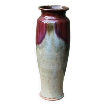 Glazed stoneware vase, signed, oxblood
