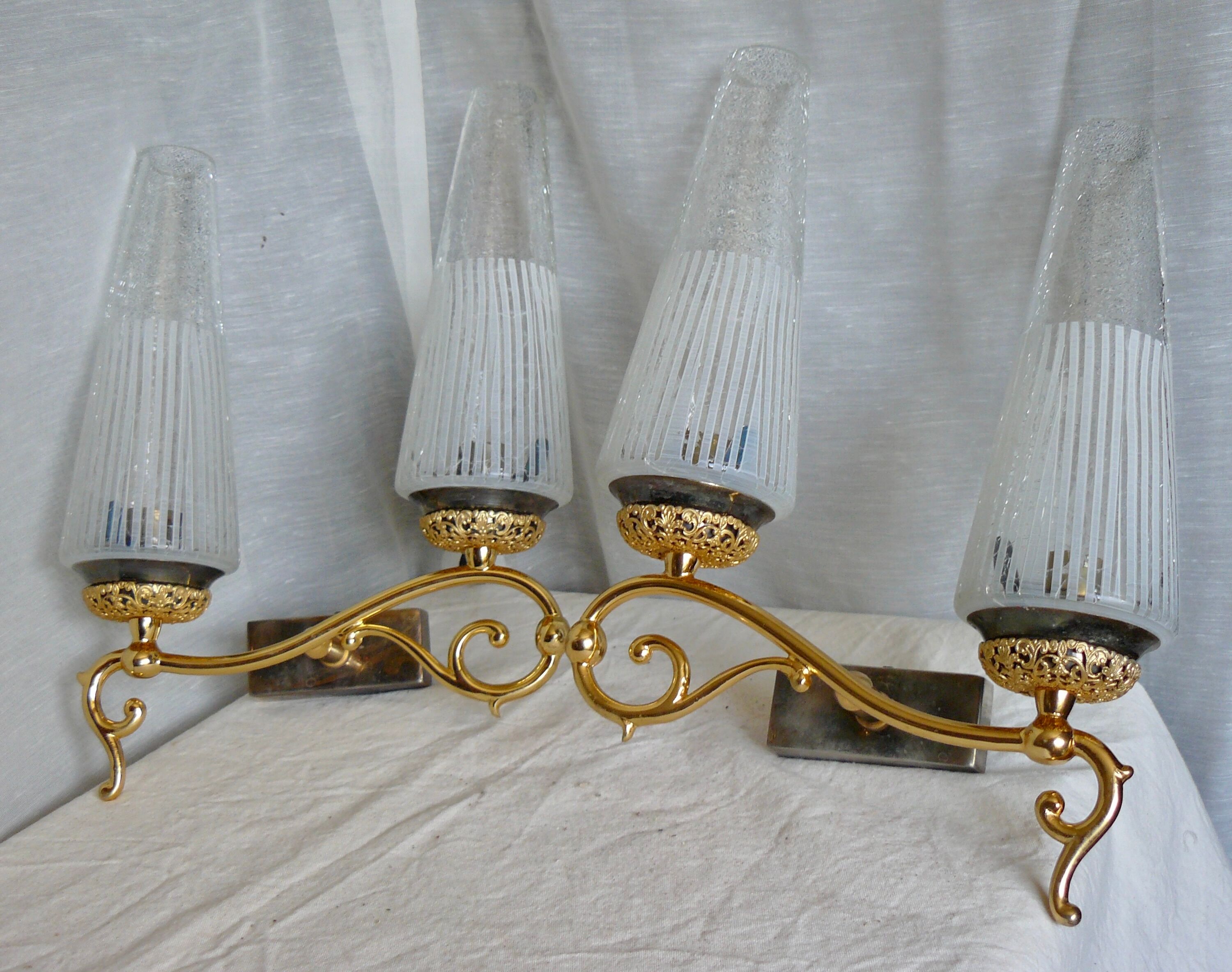 Pair of vintage double wall lamps 1950-60