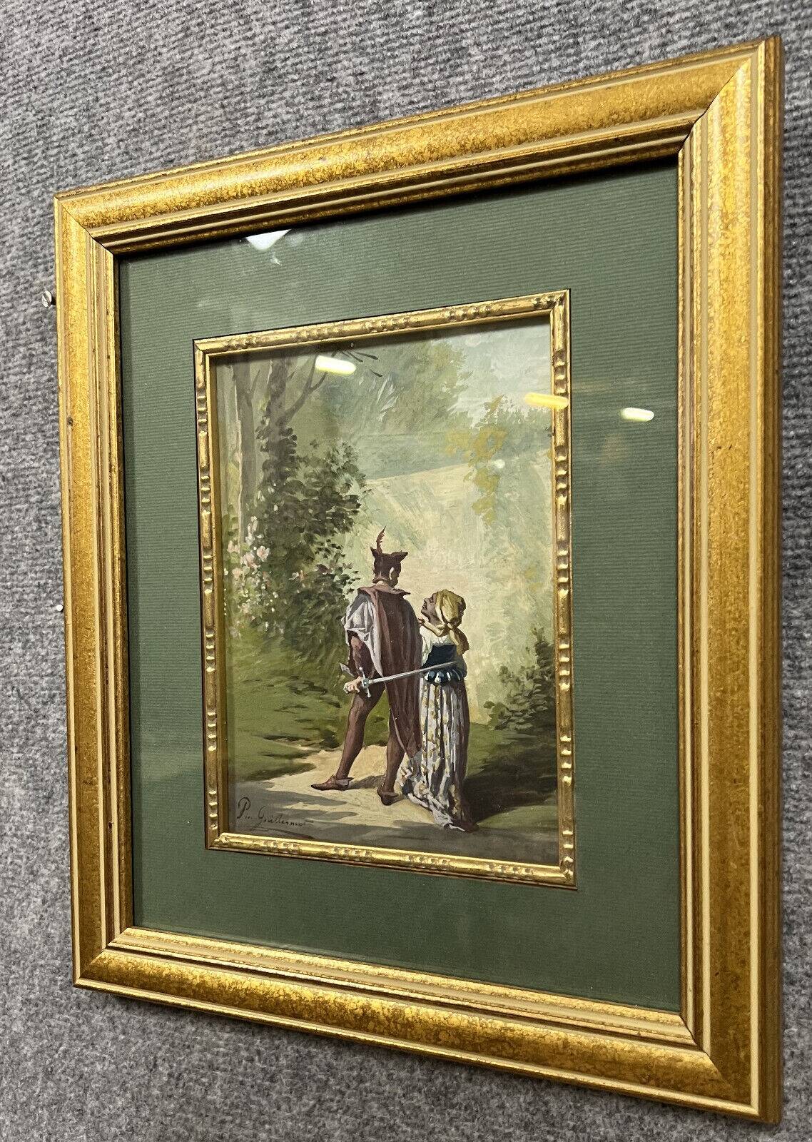 Pierre Guillermet: 19th century watercolor depicting an undergrowth scene animated with characters
