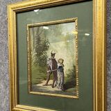 Pierre Guillermet: 19th century watercolor depicting an undergrowth scene animated with characters
