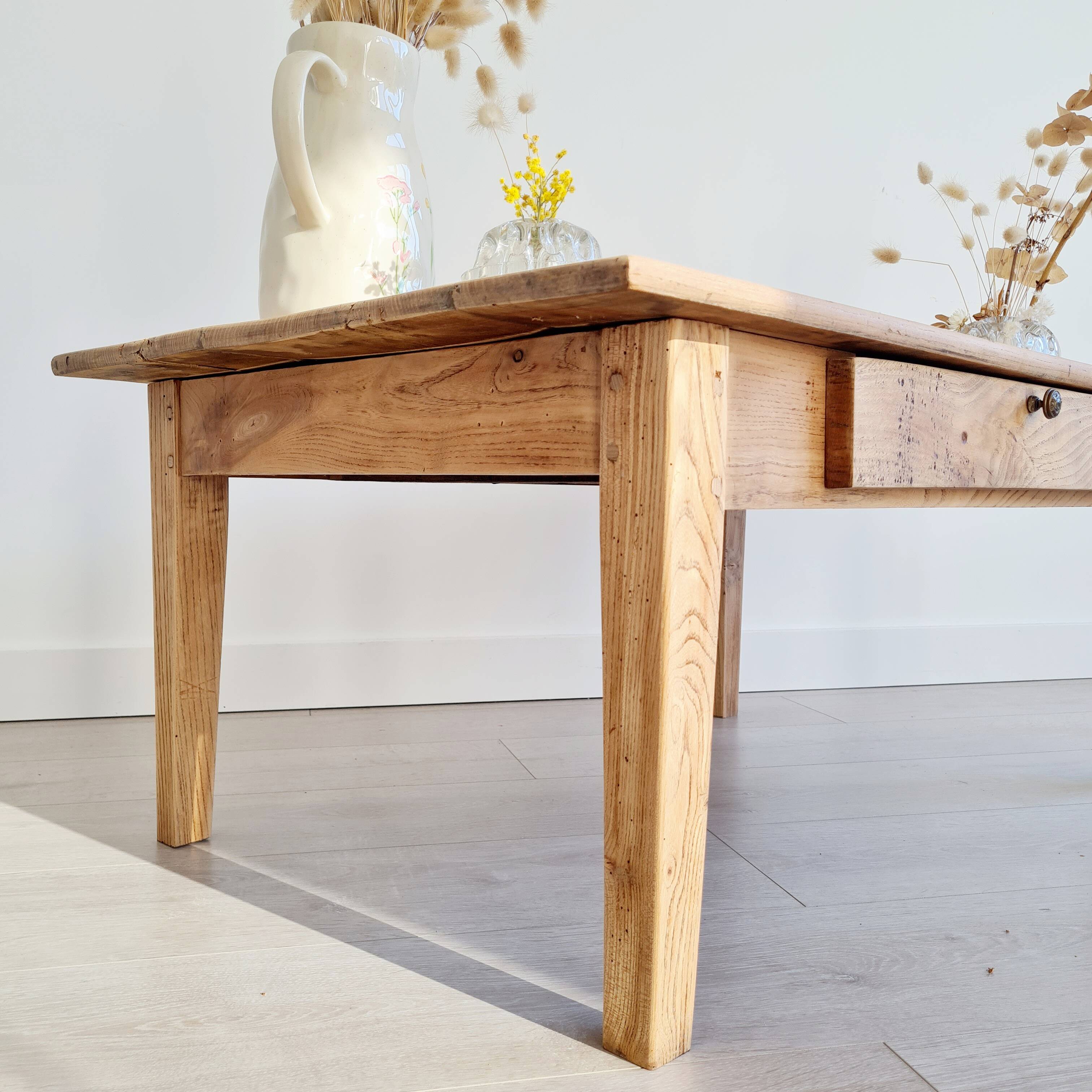 Table de ferme basse bois brut