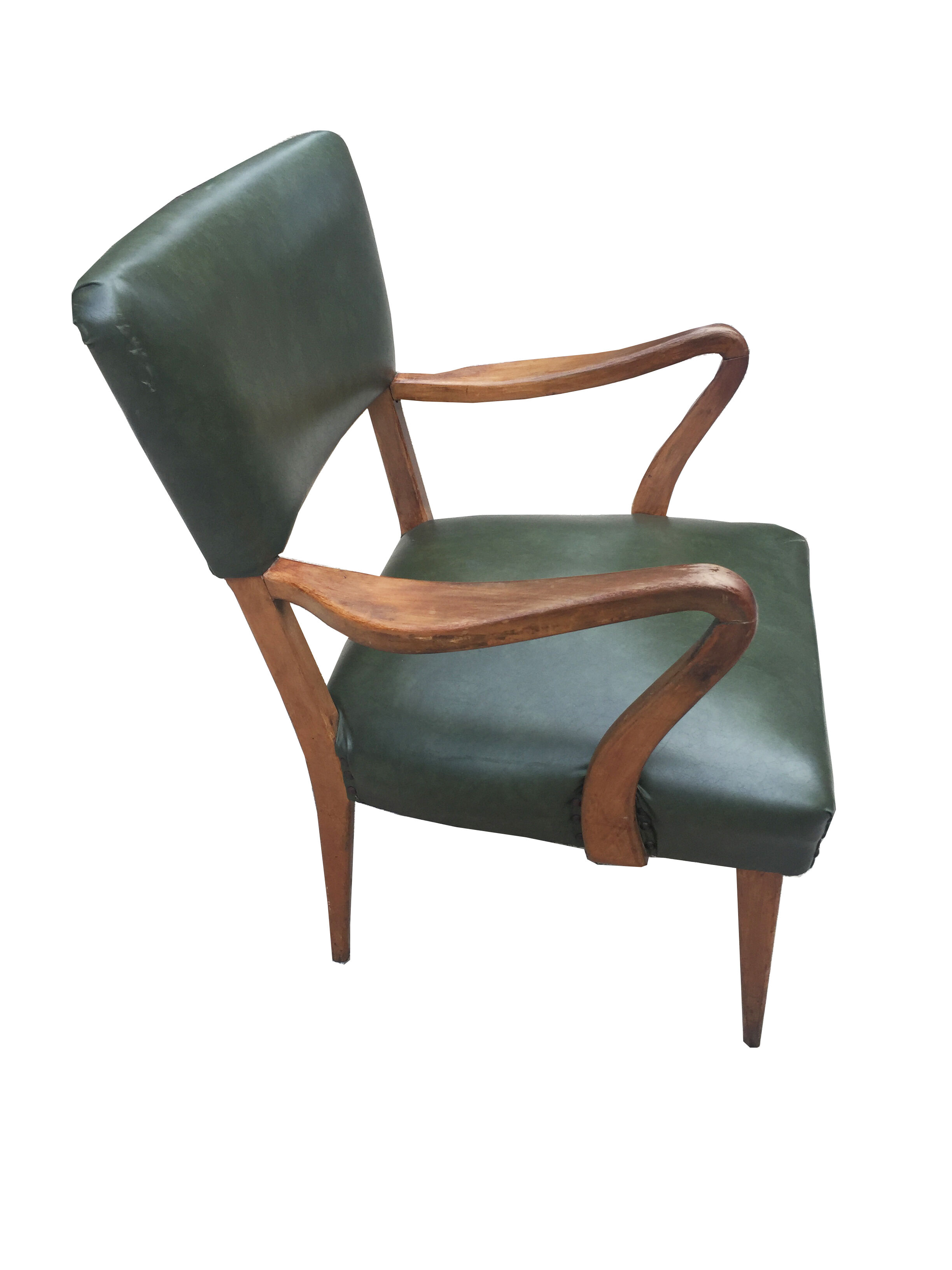 Fauteuil bas  en skaï vert bouteille