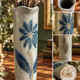 Large vintage ceramic vase – blue floral decoration