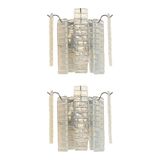 Set of Two Contemporary Opalino Strips “Listelli” Murano Glass Wall Sconces