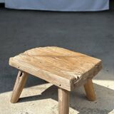 Small side table or stool in four-legged blond teak H:30 L43 l30