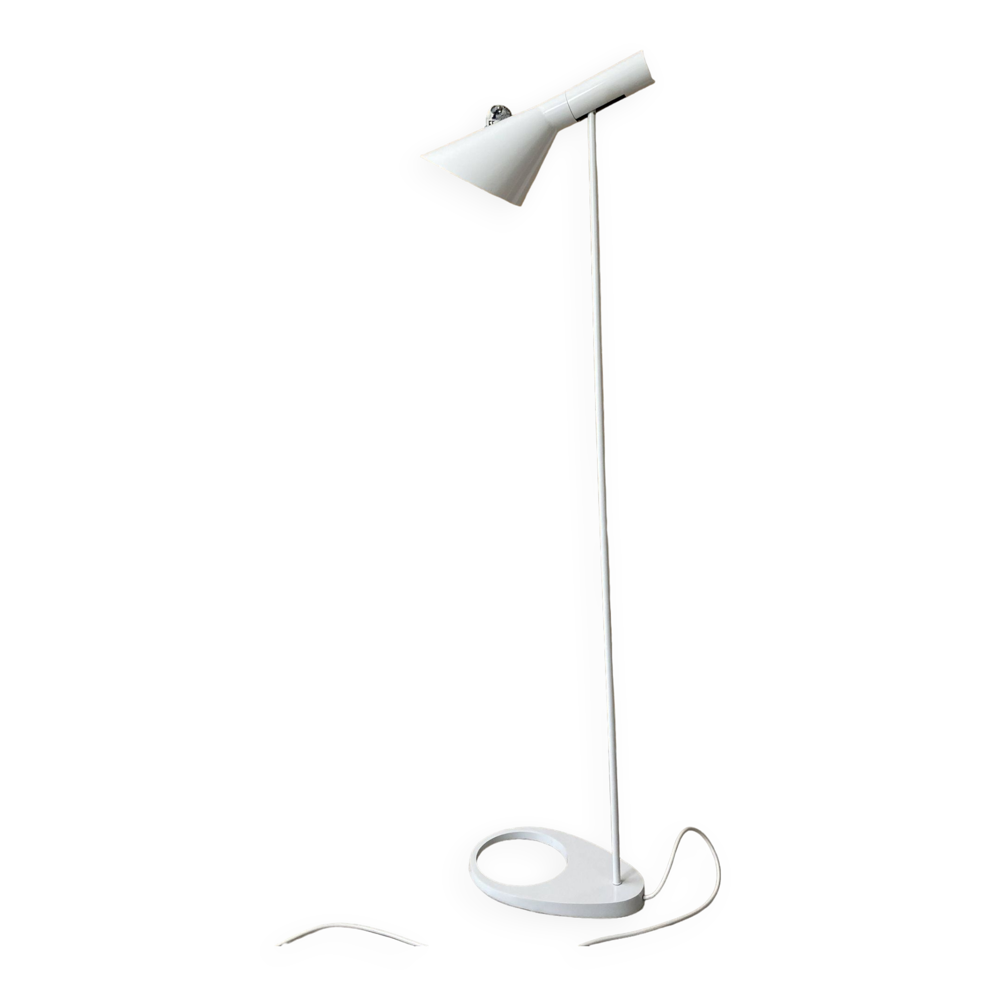 white lacquered metal reading lamp