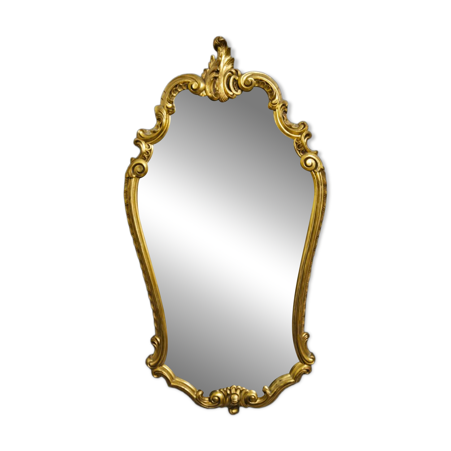 Antique gilded wooden mirror – rococo style / Louis XV / early 20th century