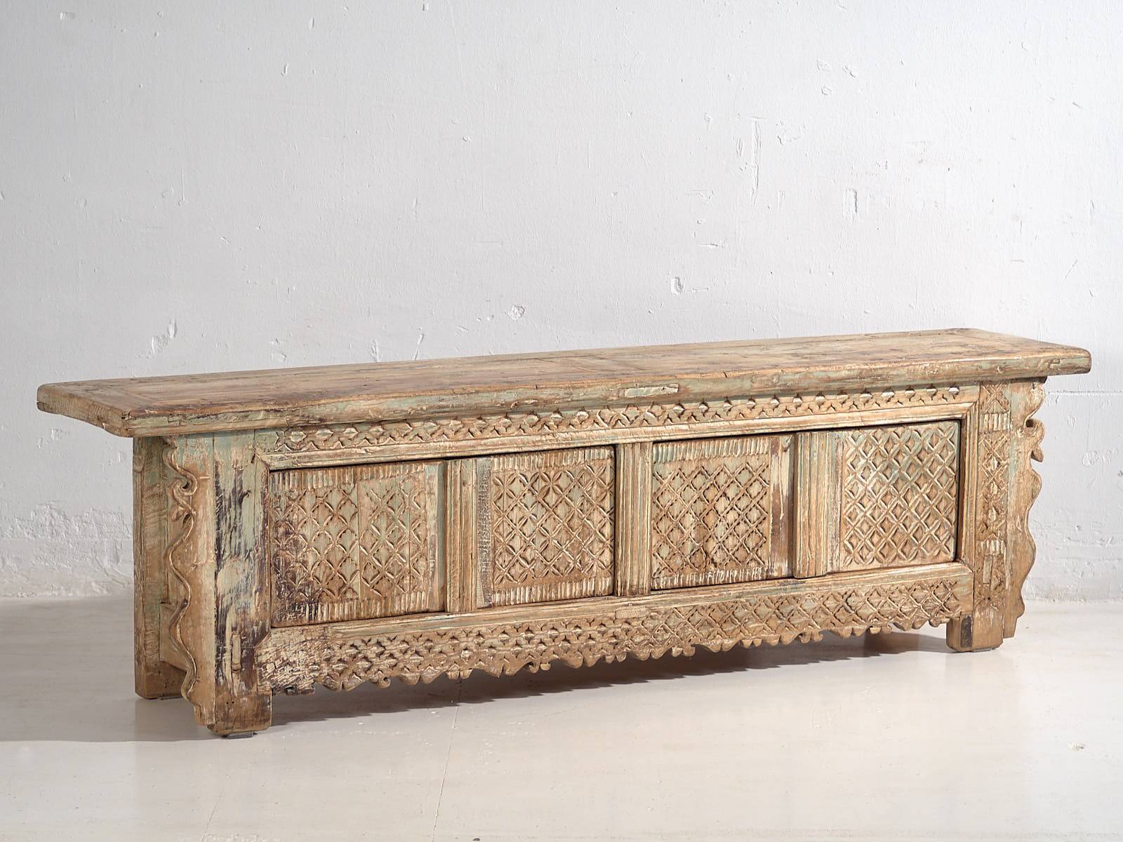 Antique mint green patinated TV cabinet (c.1900) #33