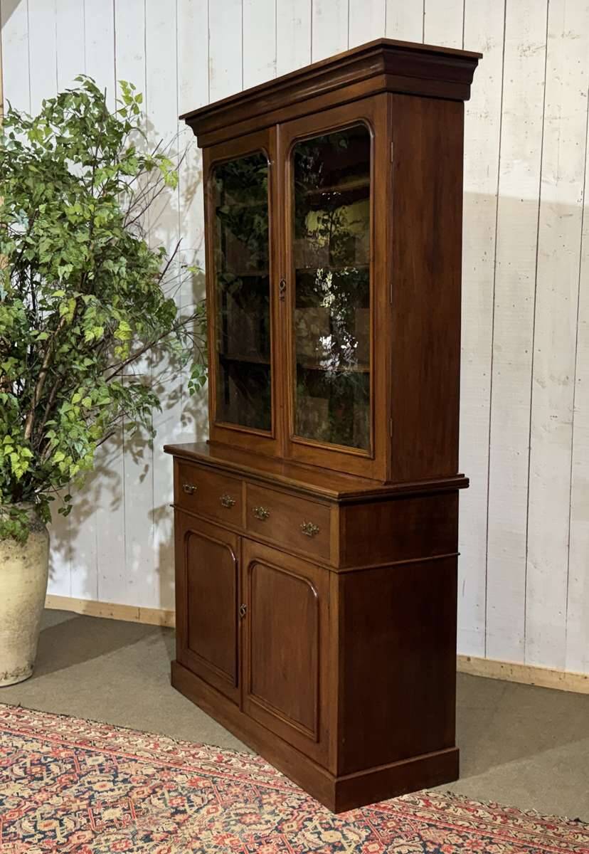 Victorian 19th-century mahogany two-body library