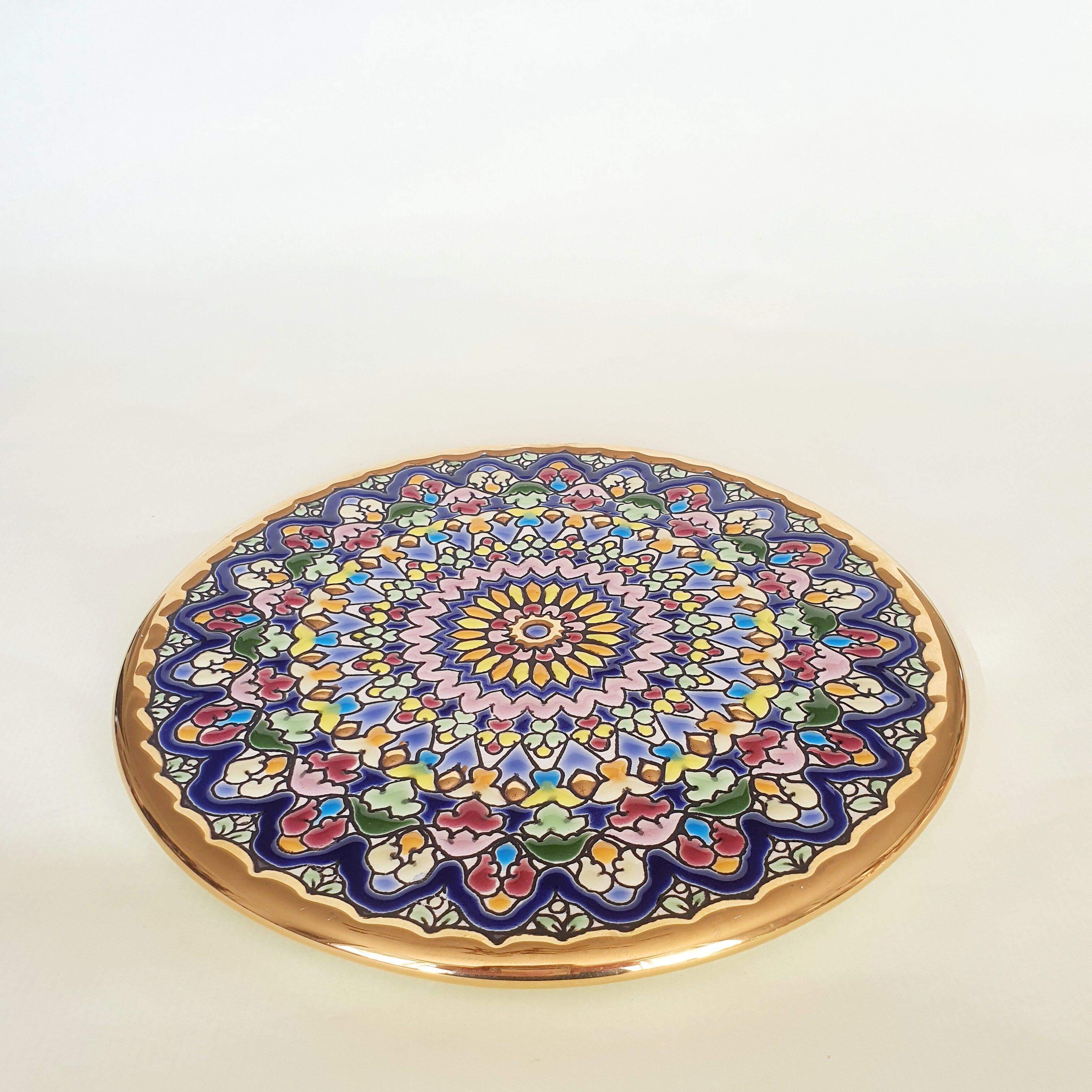 Assiette décorative émail et or Cercolon Espagne