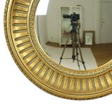 Large Round Wooden Butler Mirror Convex Mirror Witches Eye Gold