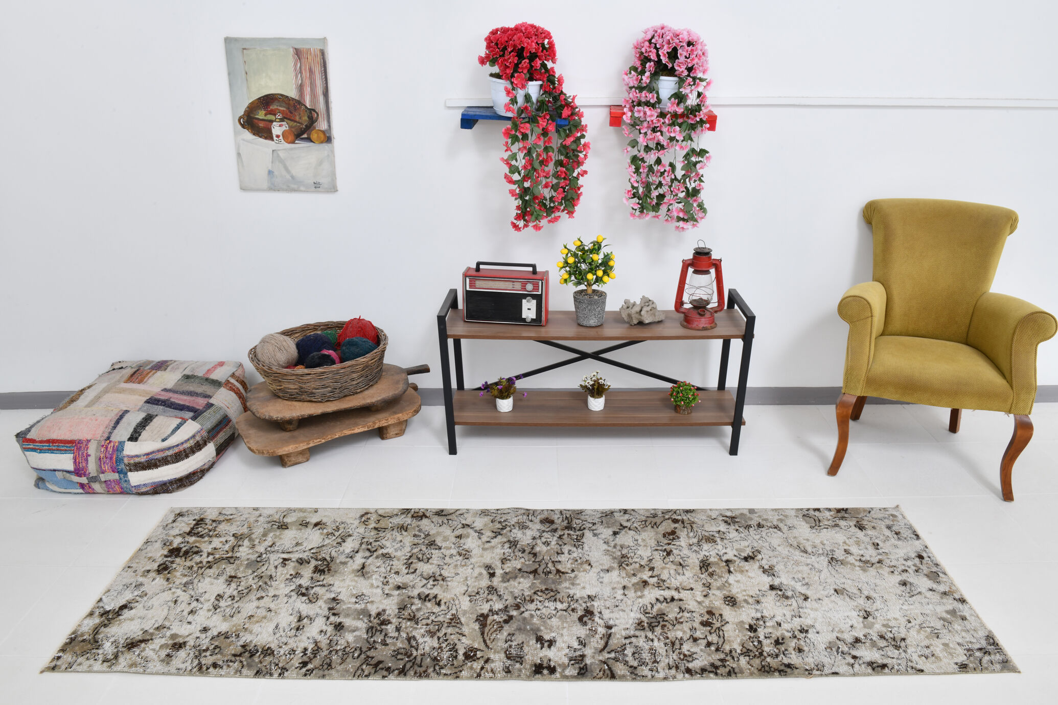 Floral vintage runner rug 81x264cm