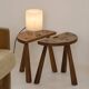 2 vintage solid wood half-moon tripod stools, circa 1950