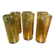 6 bubbled glasses, mouth-blown, Biot amber-colored orangeade service