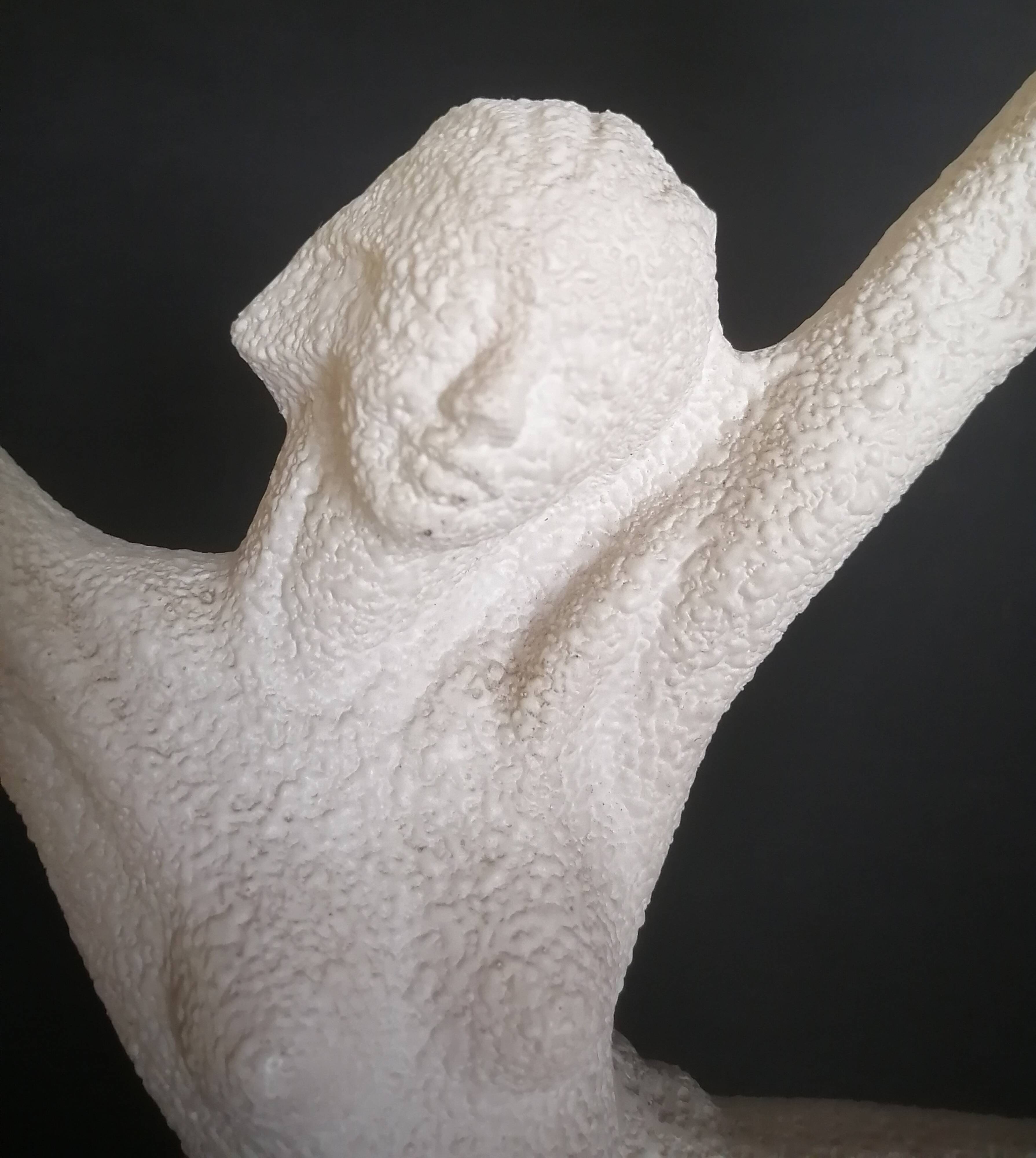 Art Deco lamp with stoneware resin sculpture, 1960s