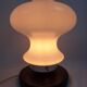 Glass lamp with wooden base, 70s Art Deco vintage space age