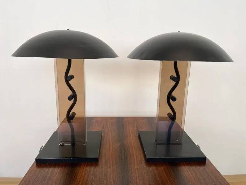 Pair of Big Design mid century Table Lamps by Kamenicky Senov, 1980s