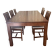 Teak dining table and its 6 chairs.