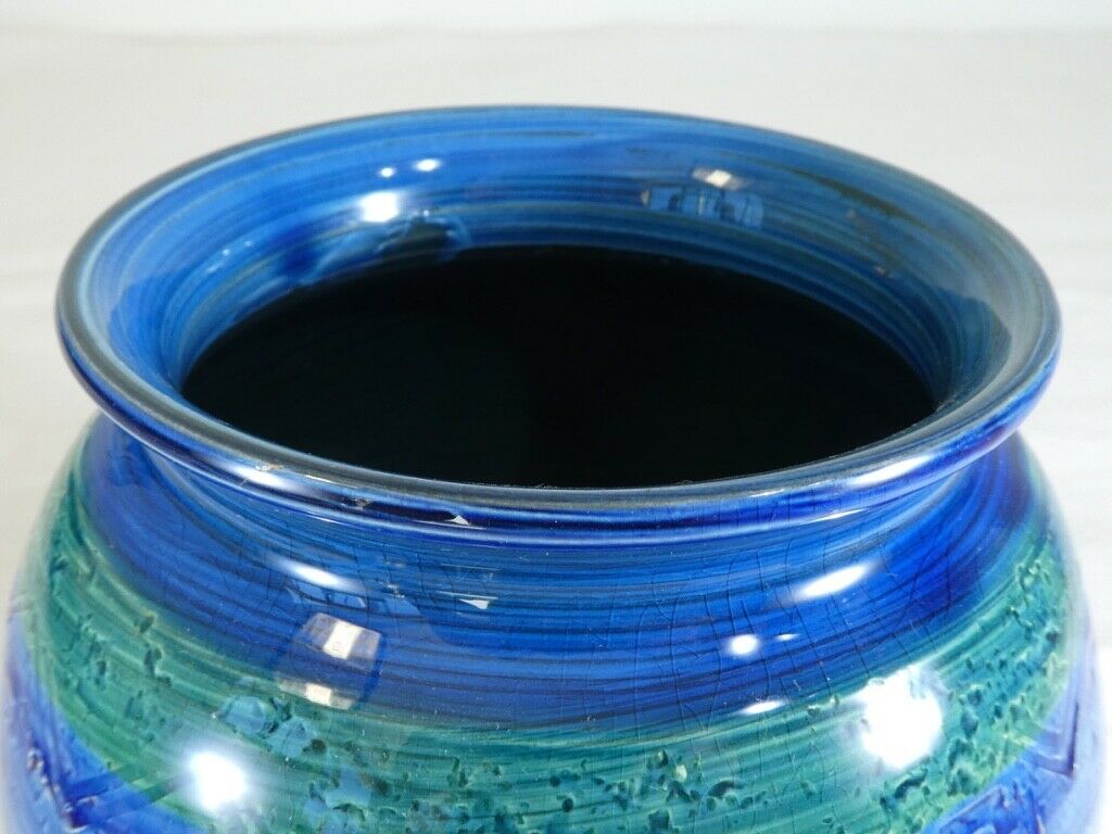 Aldo Londi ceramic ball vase Bitossi Riminu blu