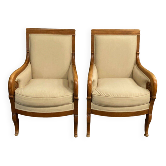 Pair of armchairs with crooks from the 19th century Restoration period in walnut