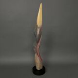 Wooden sculpture by Calin Hentea 20th century woman with bird