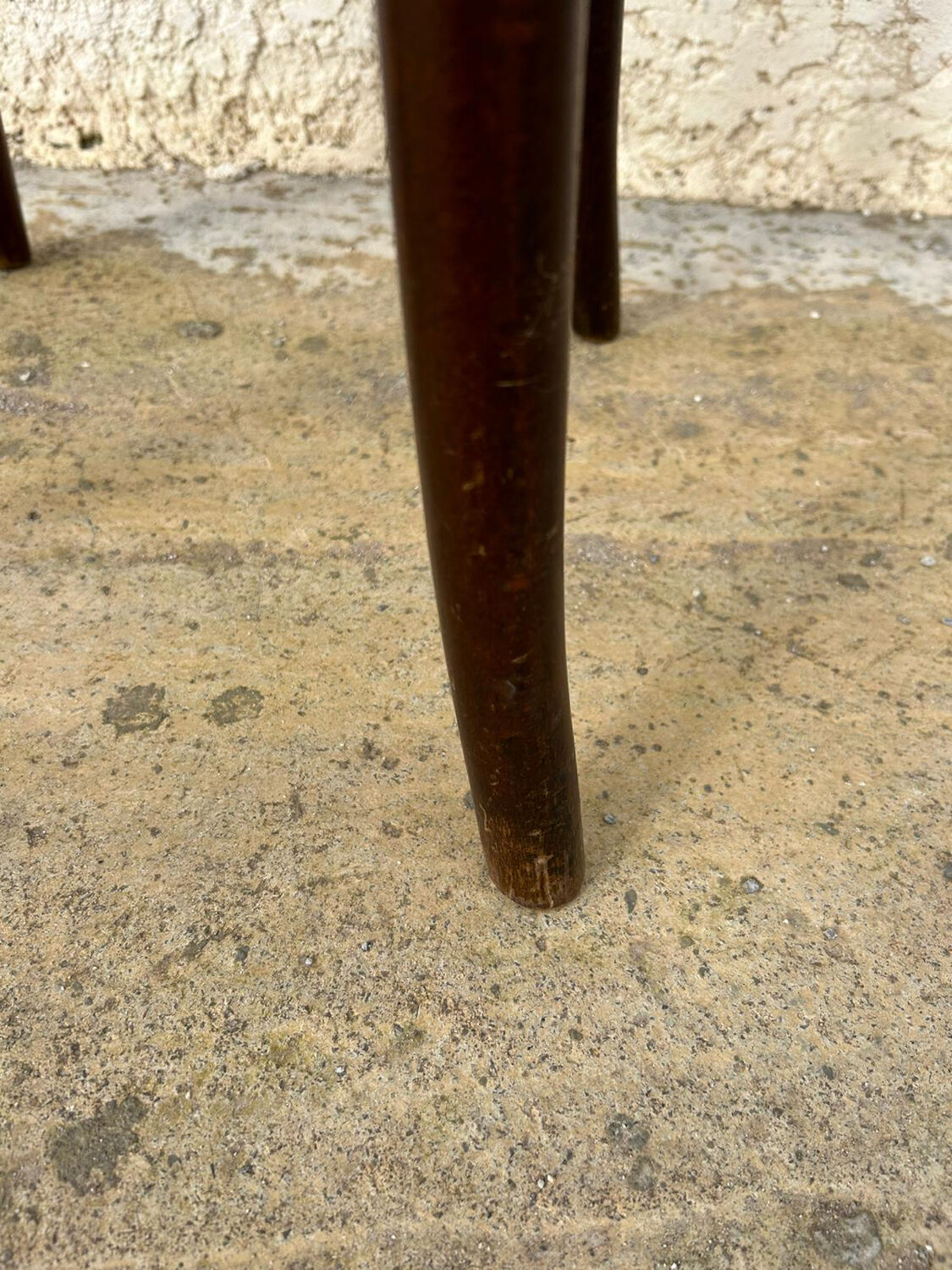 Tabouret de bar vintage en bois & cannage